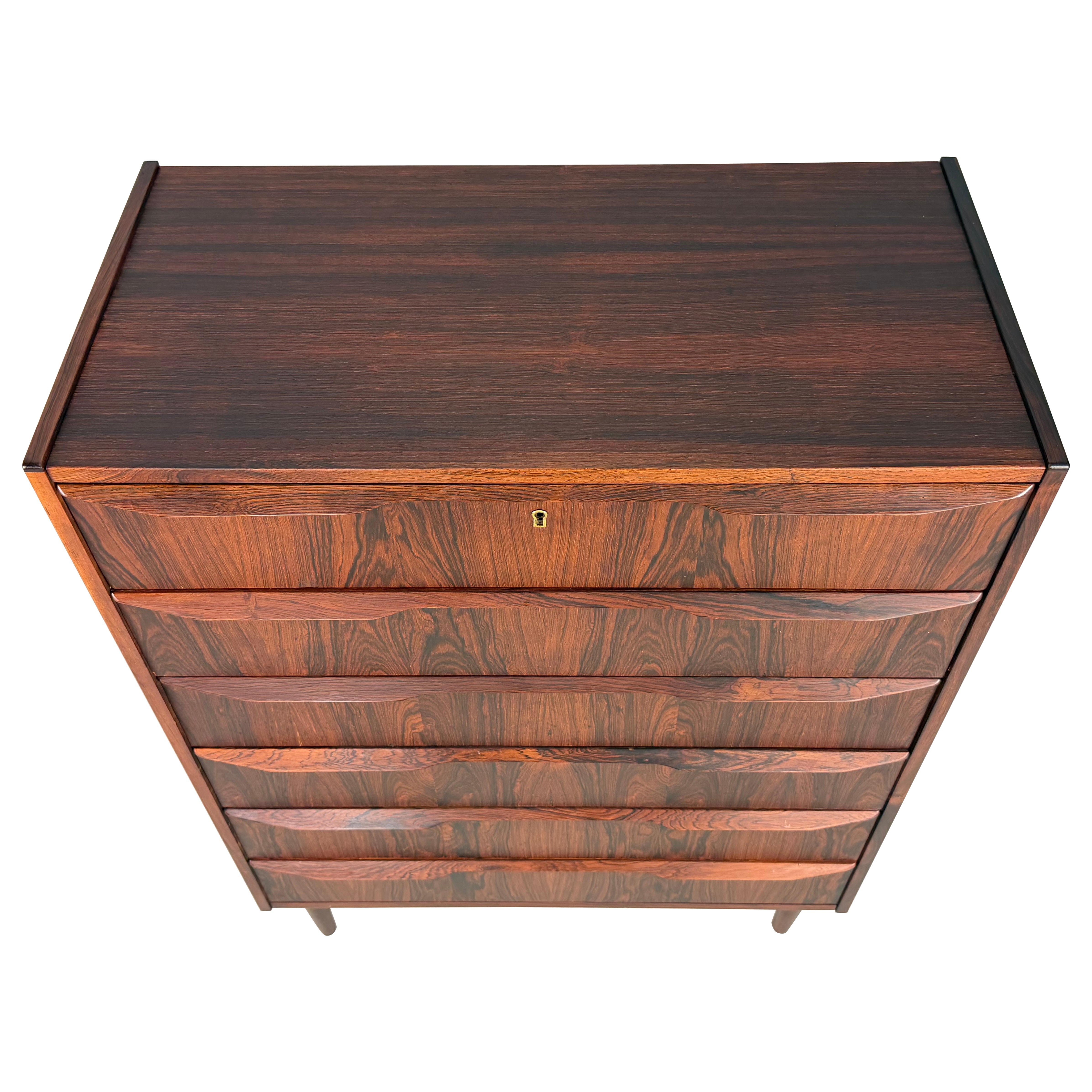 Mid-Century Modern Chest of Six Drawers, Tallboy in Teak, Denmark 1960s