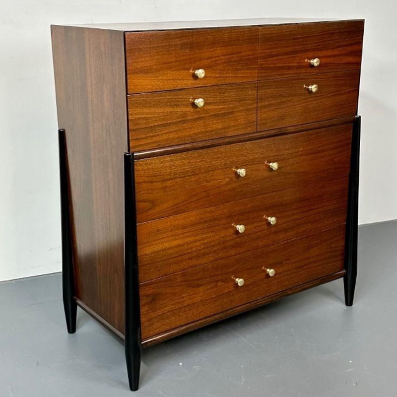 Mid-Century moderno Cassapanca moderna del Mid Century, West Michigan Furniture Co. Ebano, Noce, Metz in vendita