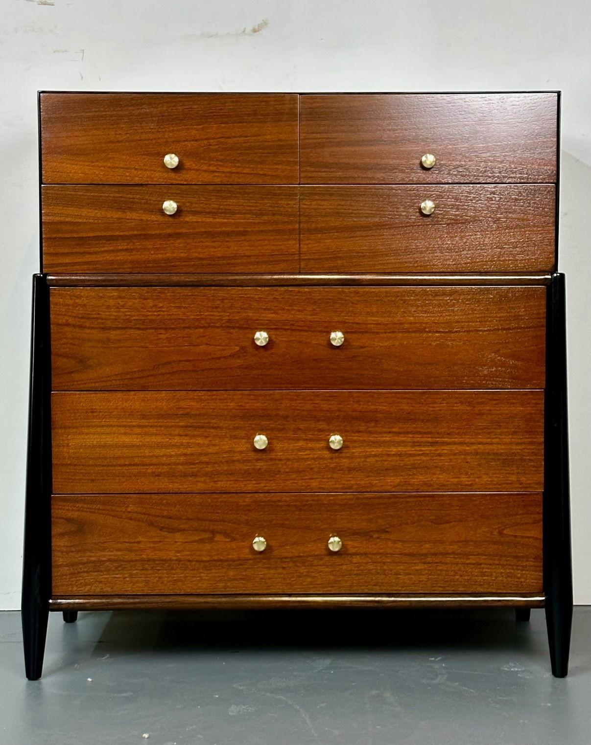 20th Century Mid Century Modern Chest, West Michigan Furniture Co. Ebony, Walnut, Metz For Sale