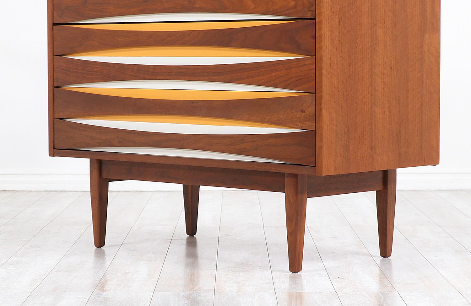Mid-Century Modern Chest with Lacquered Bowtie Style Drawers 4