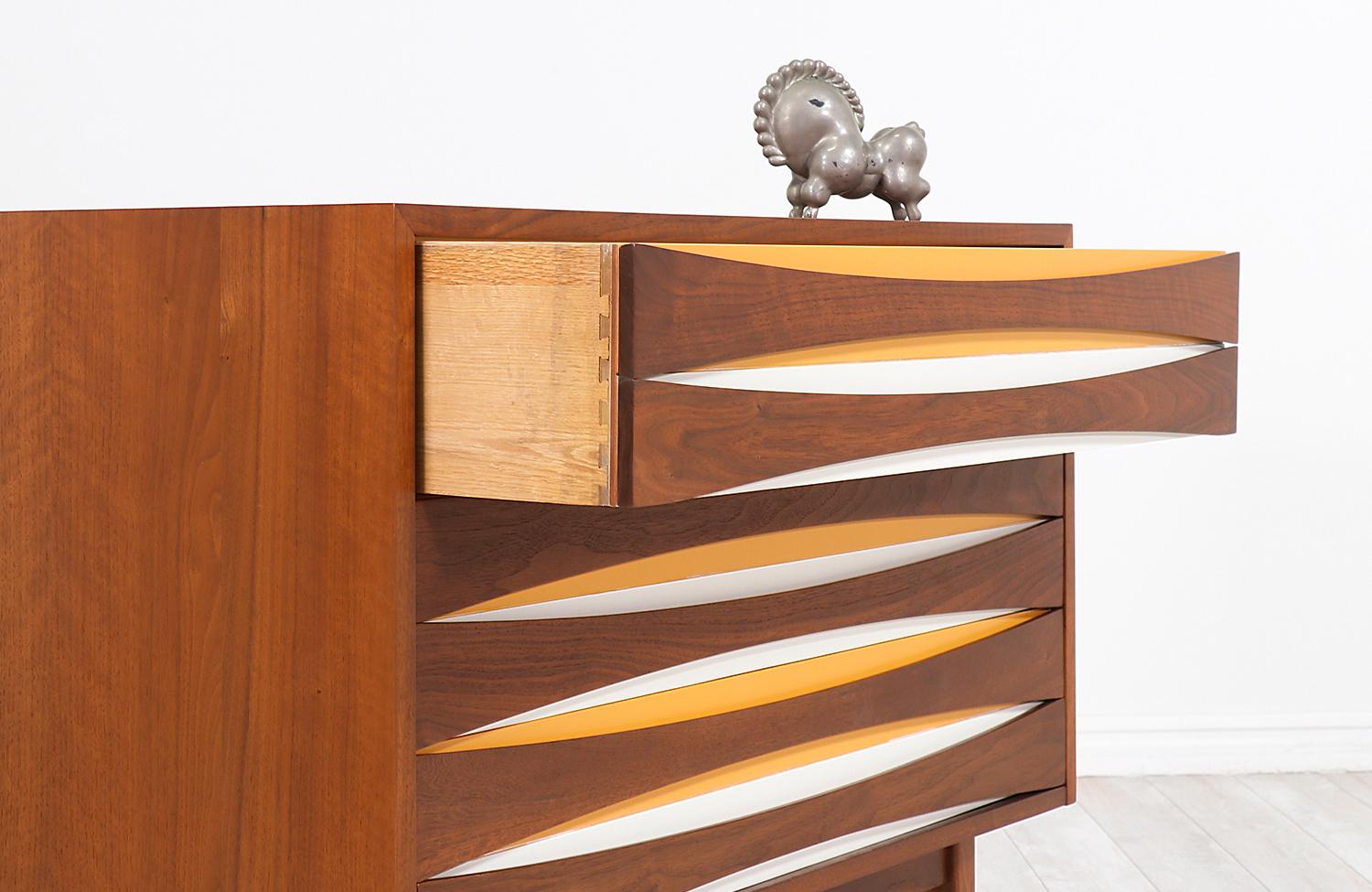 Mid-Century Modern Chest with Lacquered Bowtie Style Drawers 3