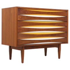 Mid-Century Modern Chest with Lacquered Bowtie Style Drawers
