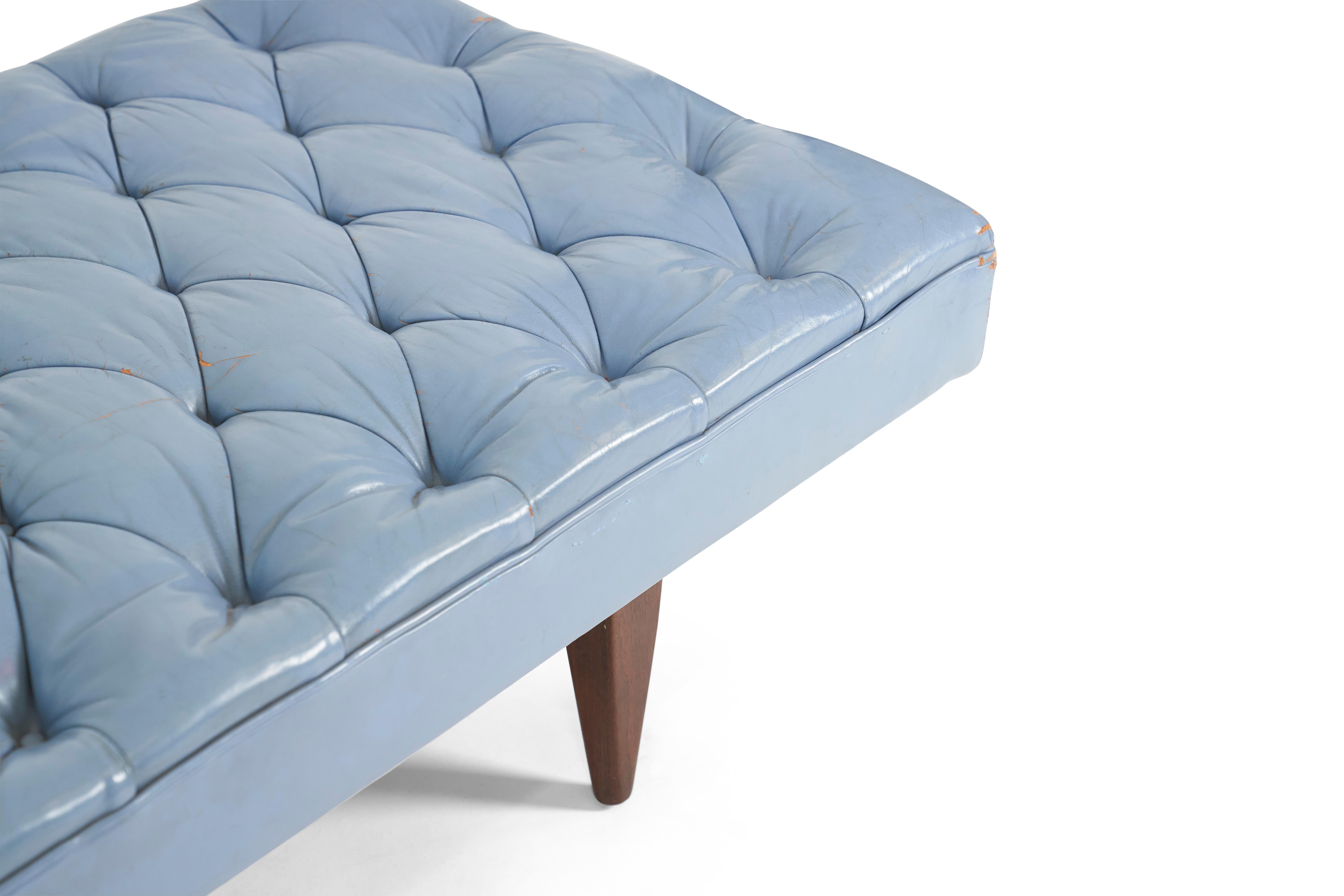 Mid-Century Modern Kipp Stewart Chesterfield Tufted Leather Daybed, Calvin Furniture 1960s