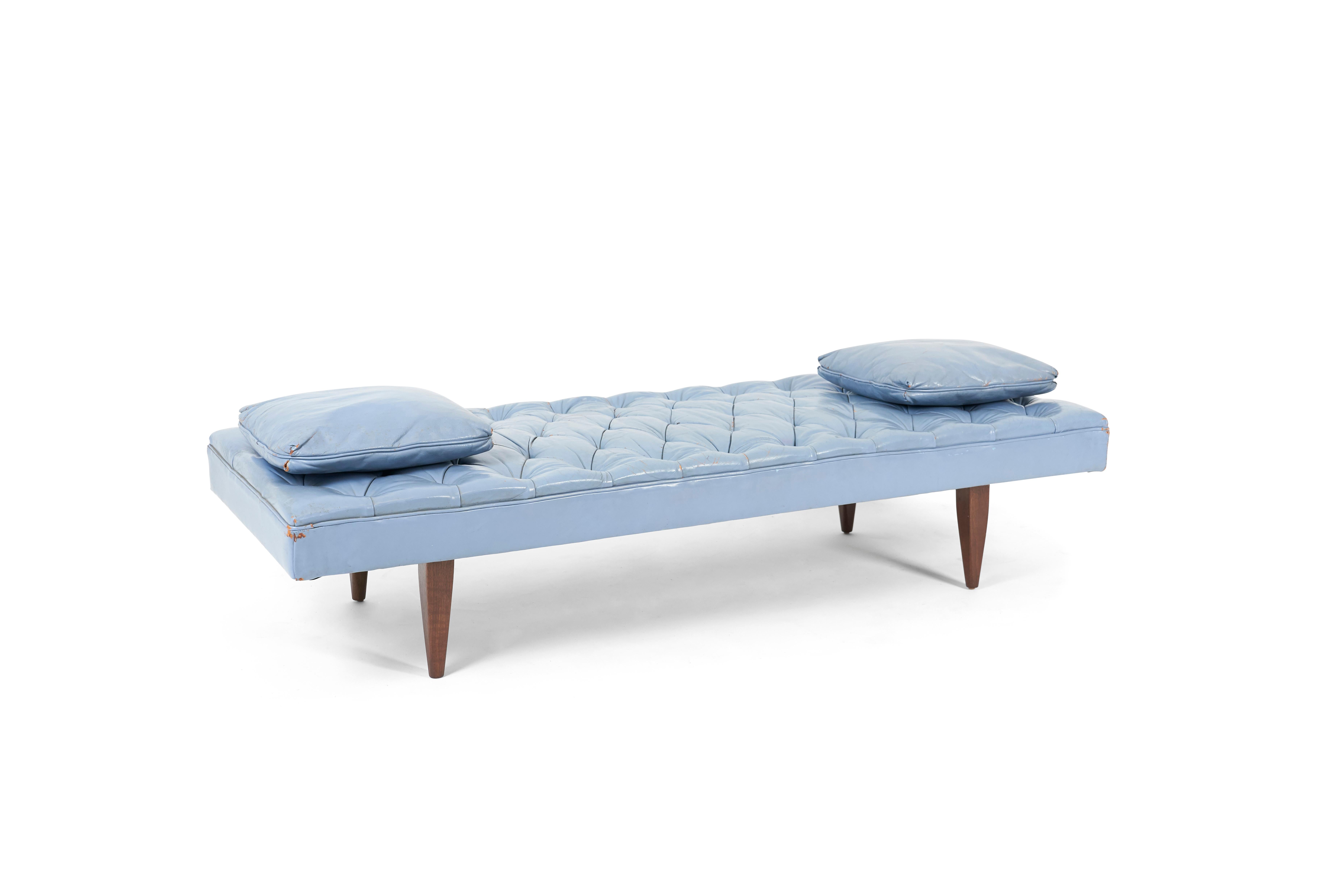 American Kipp Stewart Chesterfield Tufted Leather Daybed, Calvin Furniture 1960s