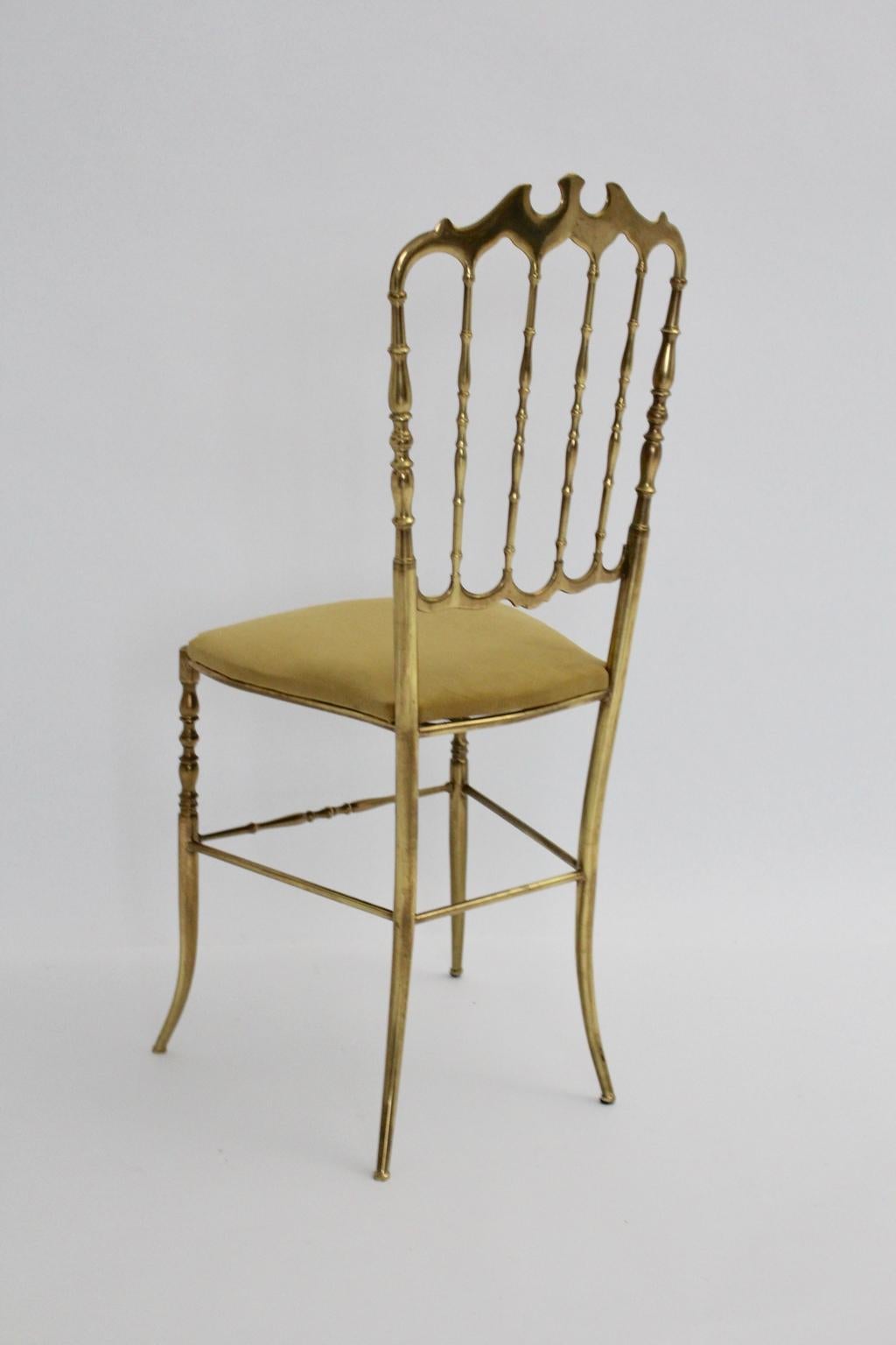 Mid-Century Modern Chiavari Brass Vintage Side Chair, 1960s, Italy In Good Condition For Sale In Vienna, AT