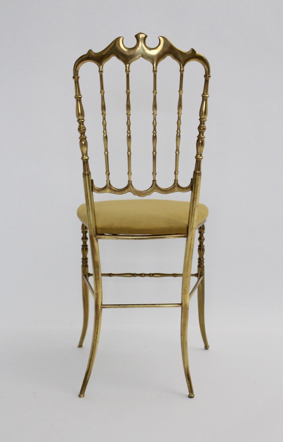 Mid-20th Century Mid-Century Modern Chiavari Brass Vintage Side Chair, 1960s, Italy For Sale