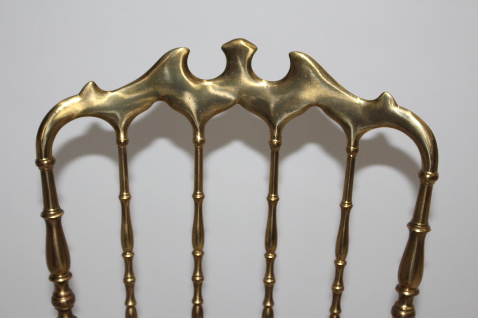 Mid-Century moderno Sedia da fianco Chiavari in ottone vintage, anni '60, Italia in vendita