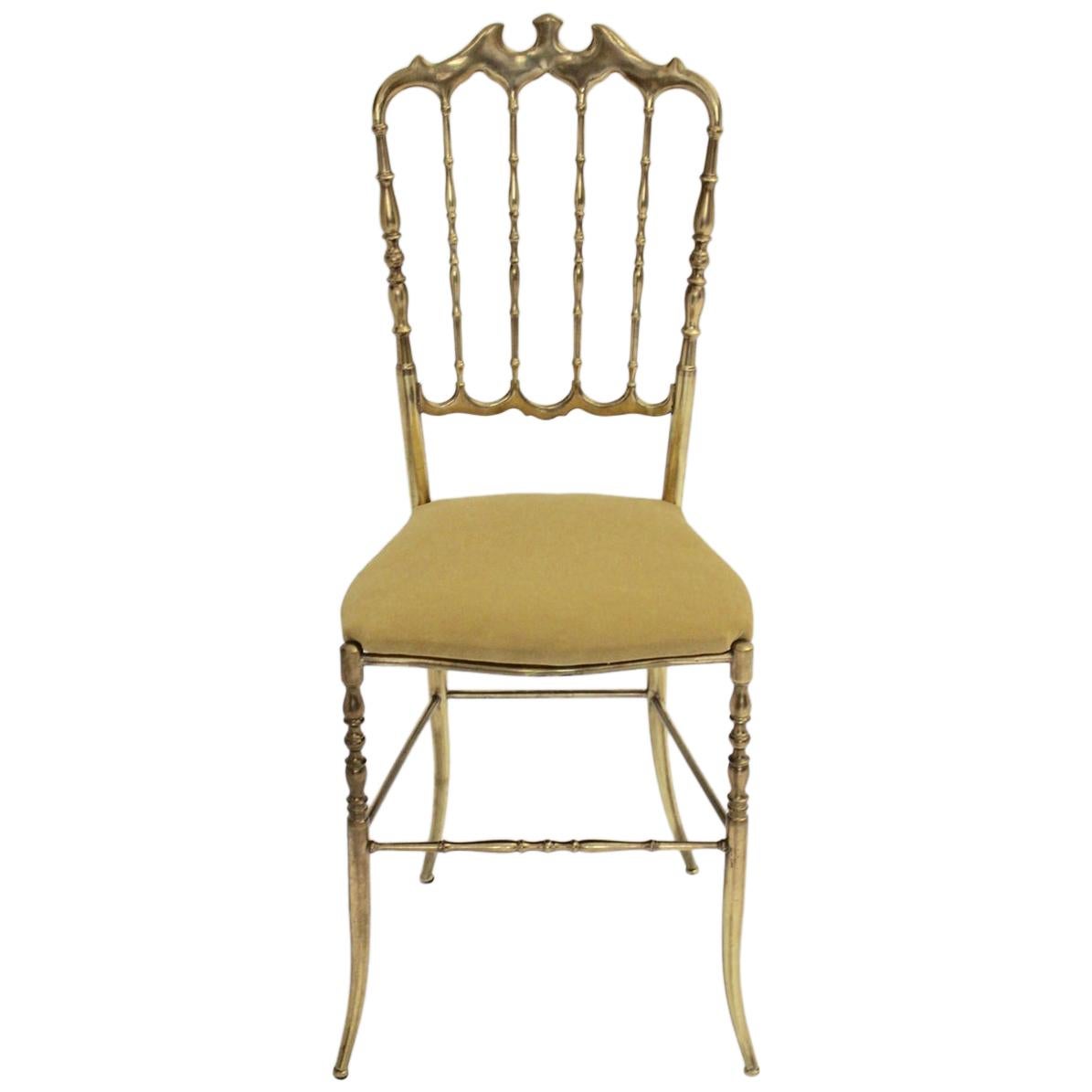 Sedia da fianco Chiavari in ottone vintage, anni '60, Italia in vendita