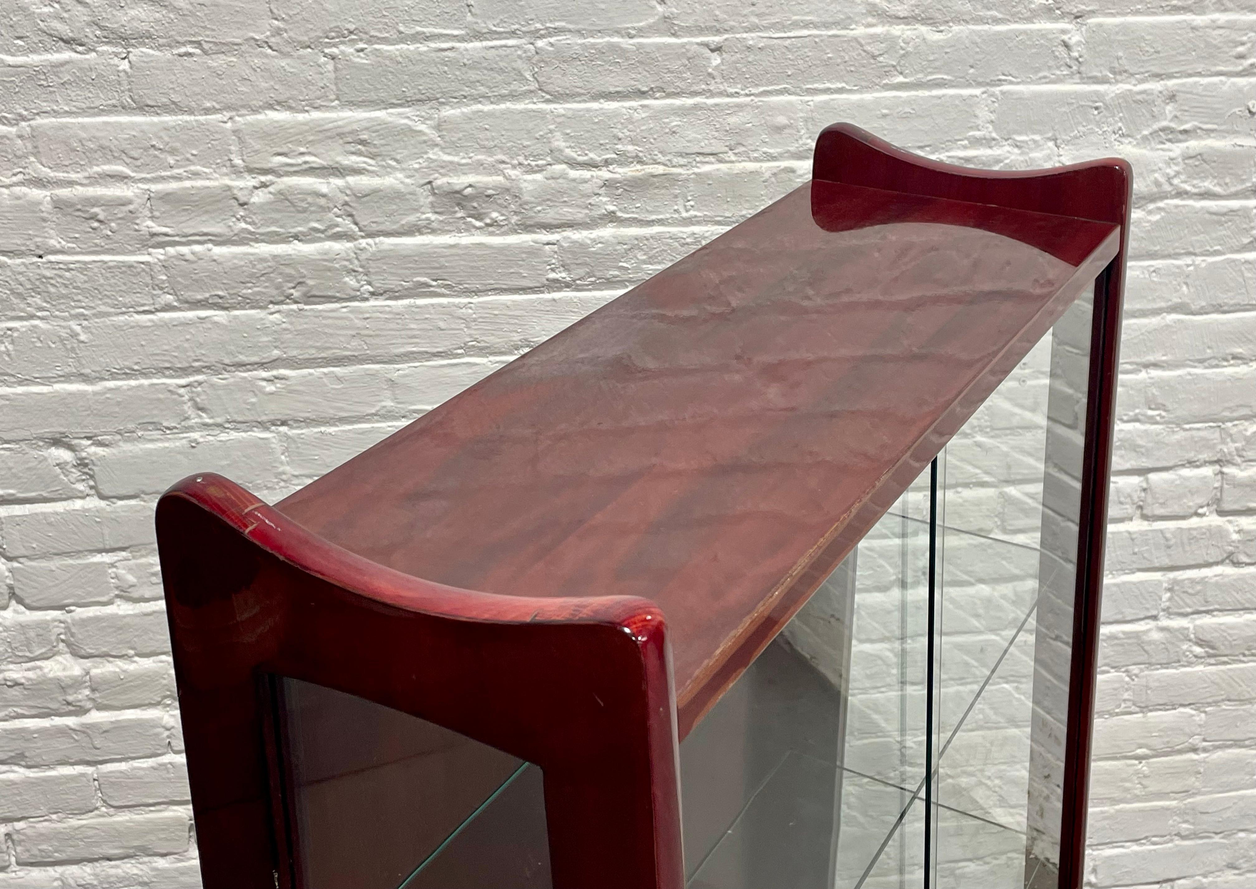Glass Mid Century Modern China Cabinet / BOOKCASE by Rajmund Halas for Jarocinska For Sale