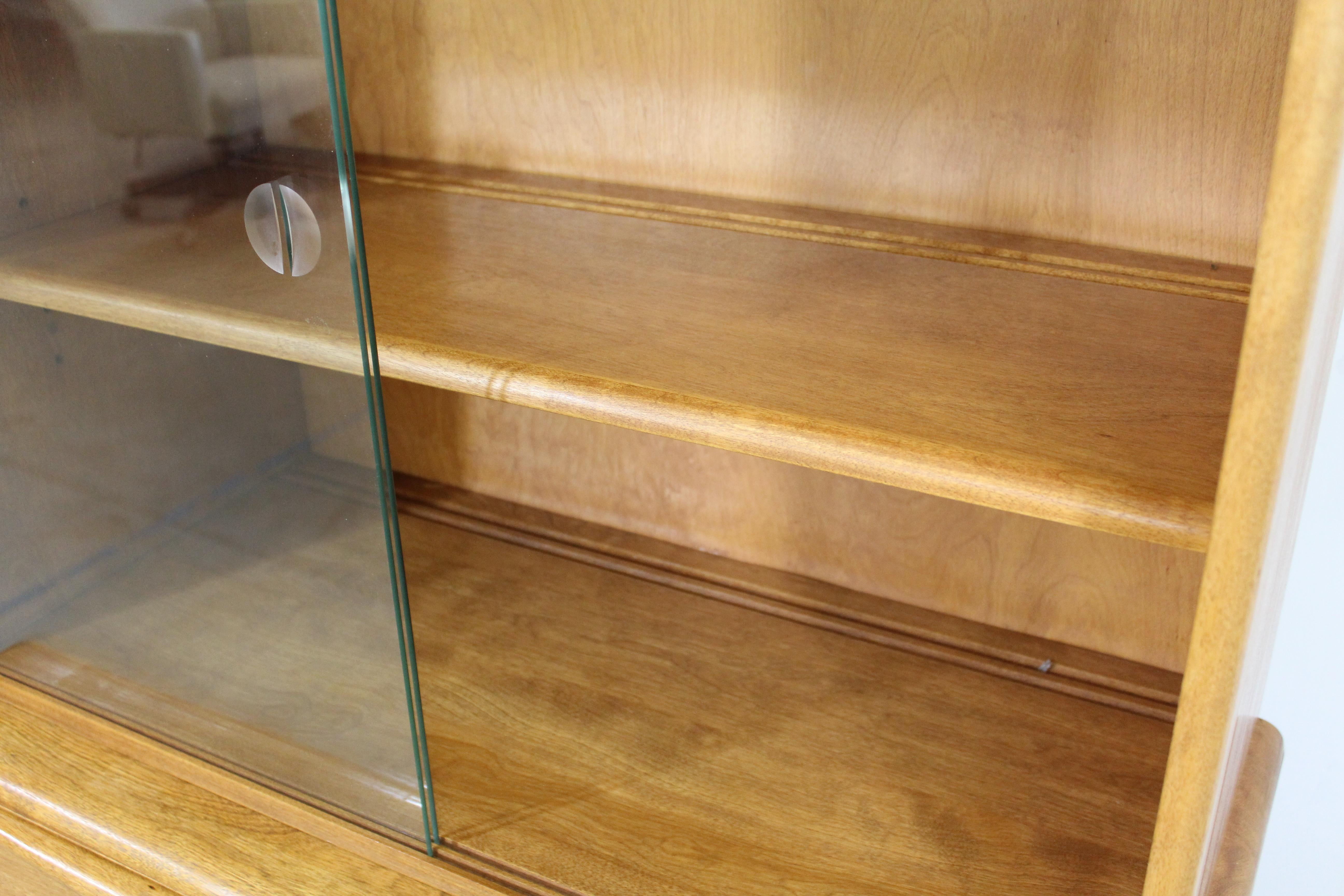 Meuble de rangement chinois moderne du milieu du siècle Heywood Wakefield Champagne 2 pièces 1