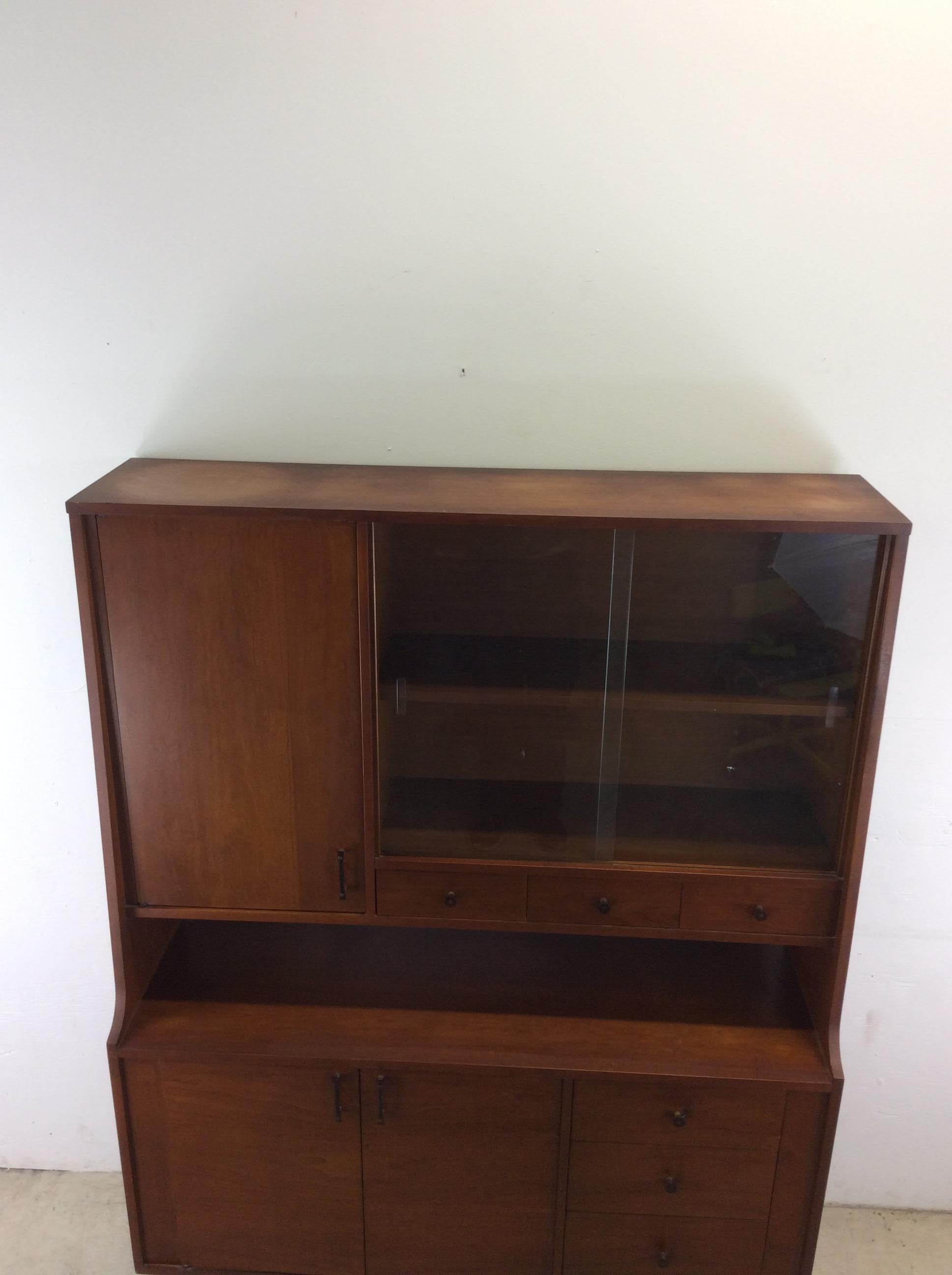 Mid Century Modern China Cabinet with Sliding Glass Doors For Sale 4