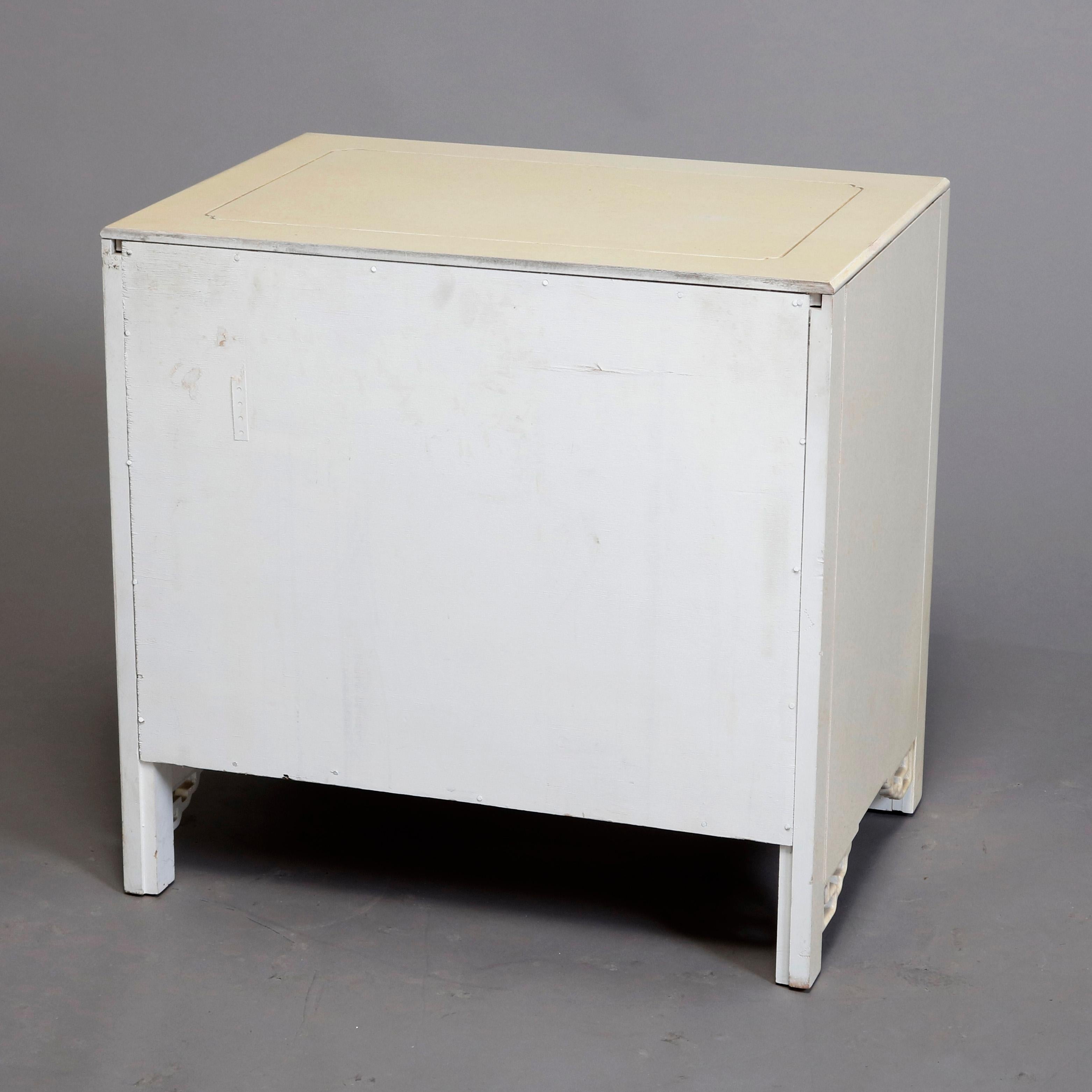 20th Century Mid-Century Modern Chinese Chippendale Ivory and Brass Wardrobe, circa 1970