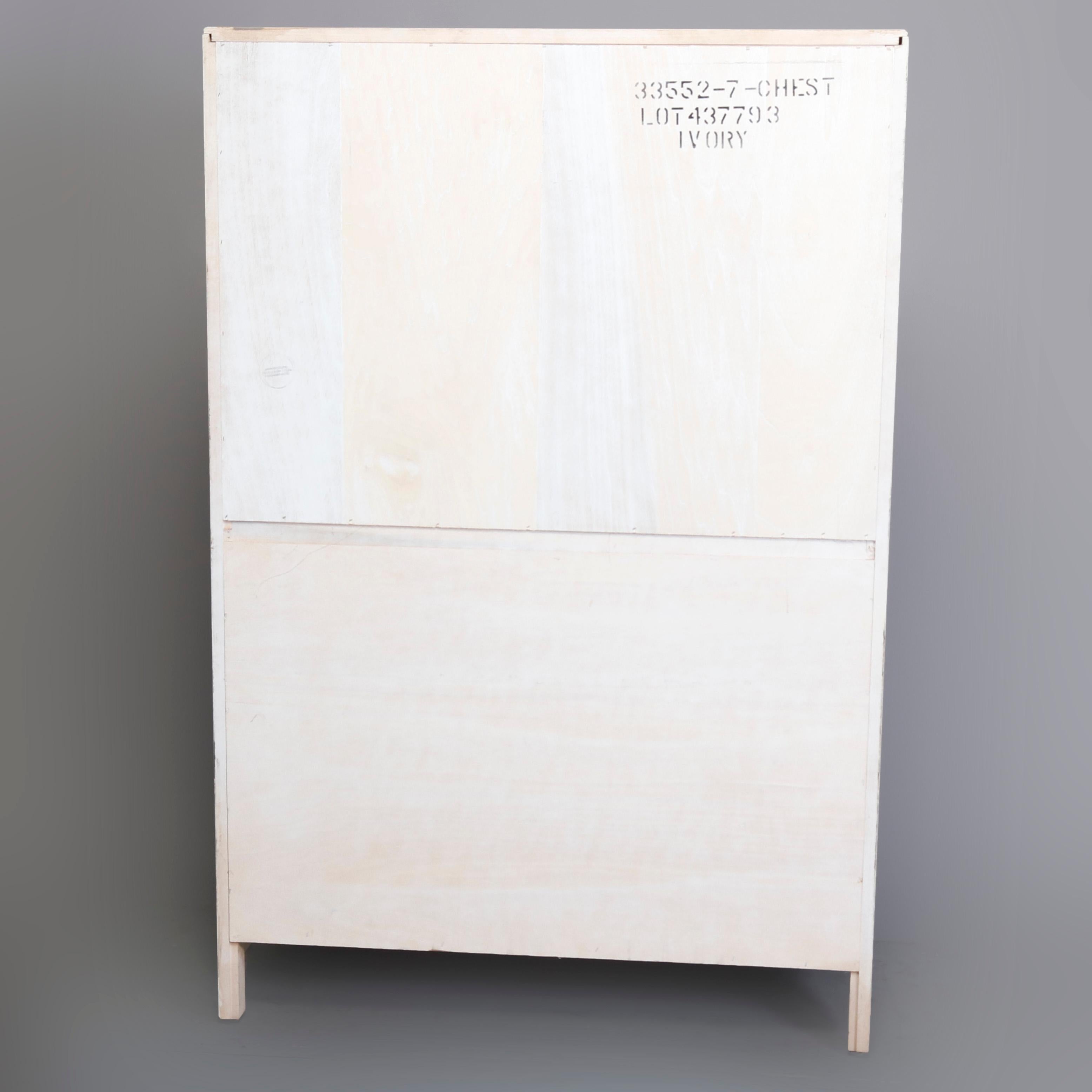 Mid-Century Modern Chinese Chippendale Ivory & Brass Wardrobe, circa 1970 1