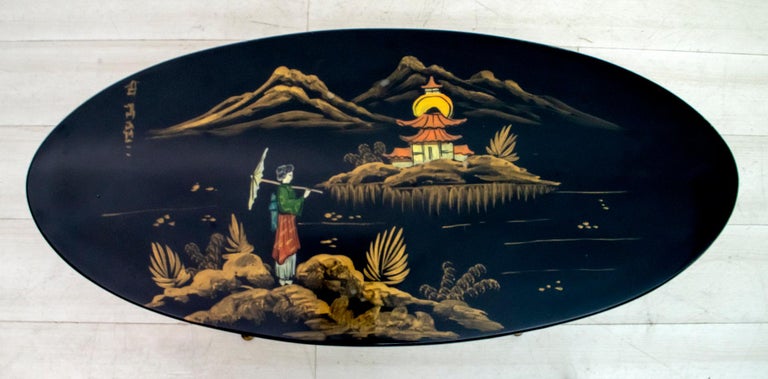 Italian Mid-Century Modern Chinese Paint Coffee Table, 1960s For Sale