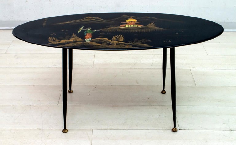 Mid-Century Modern Chinese Paint Coffee Table, 1960s In Good Condition For Sale In Puglia, Puglia