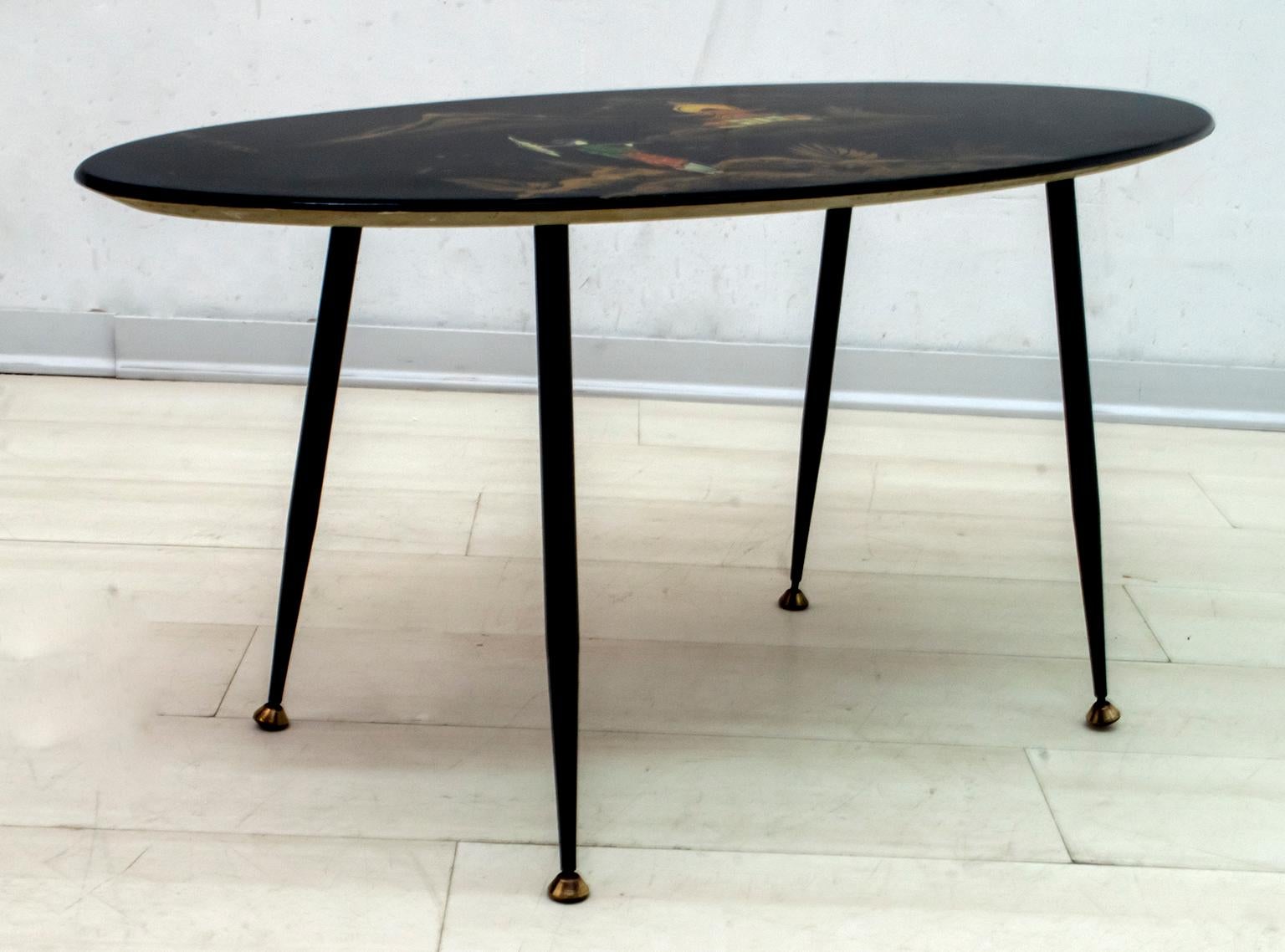 Italian Mid-Century Modern Chinese Paint Coffee Table, 1960s For Sale