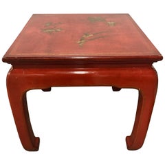 Mid-Century Modern Chinese Red Lacquer End Table Mont Style