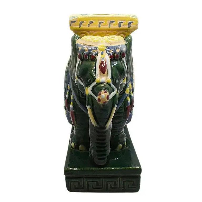 Mid-Century Modern Chinoiserie Ceramic Emerald Green Elephant Ashtray For Sale 5