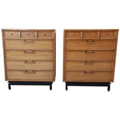 Mid-Century Modern Chinoiserie Highboy Dressers by Merton Gershun
