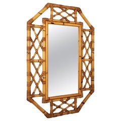 Mid-Century Modern Bamboo Mirror, Chinoiserie Tiki Style, Spain, 1960s