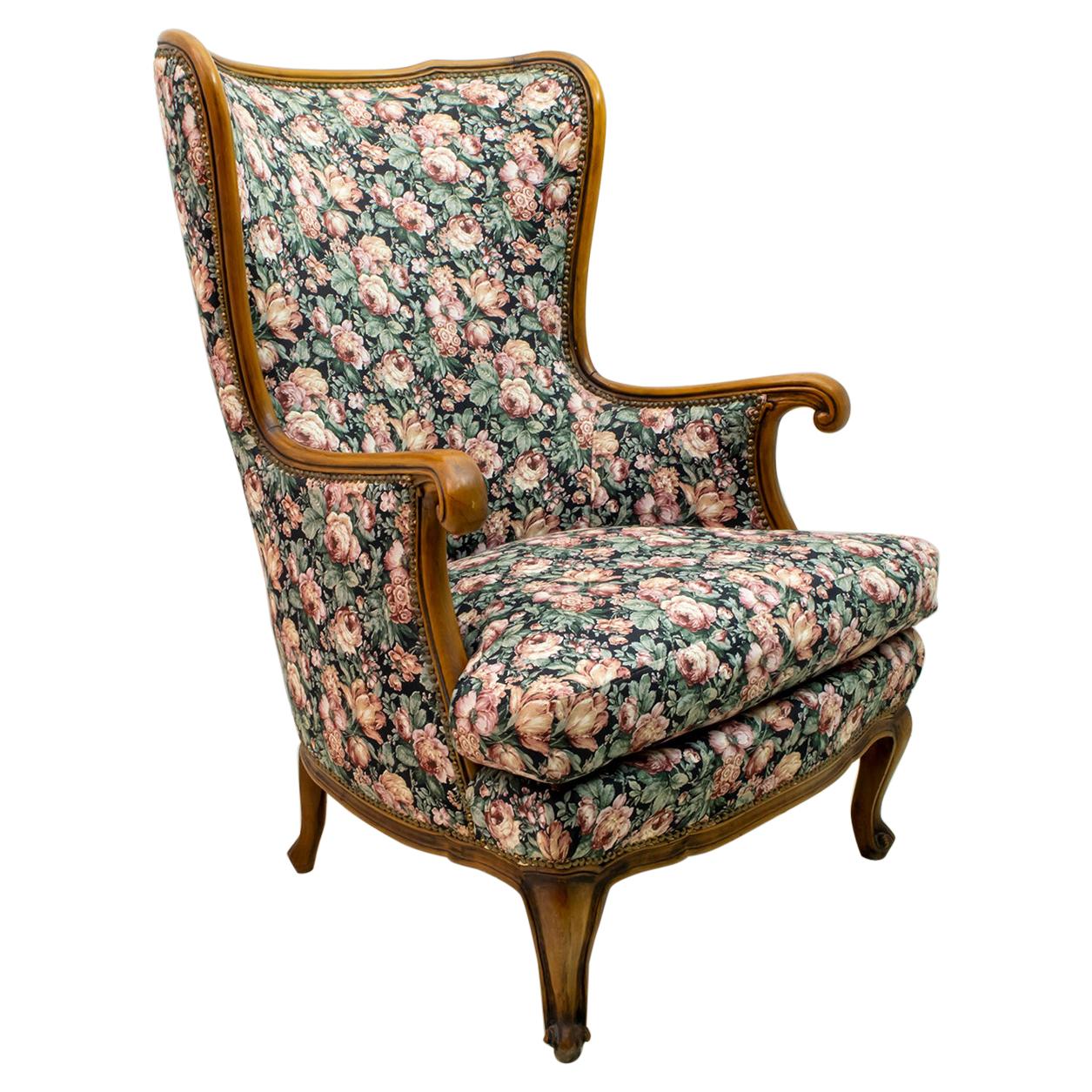 Fauteuil en noyer de style Chippendale moderne du milieu du siècle:: années 1960