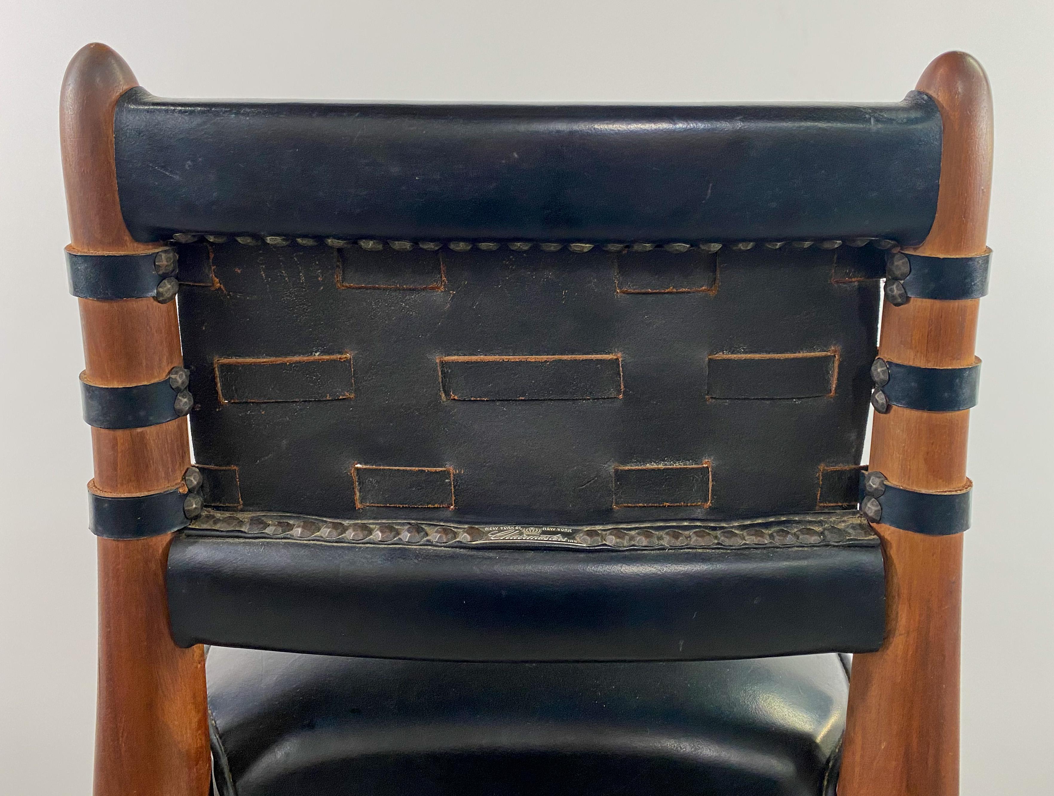 Mid-Century Modern Chairmasters Leather Webbed Bar or Counter Stool, Set of 3 7