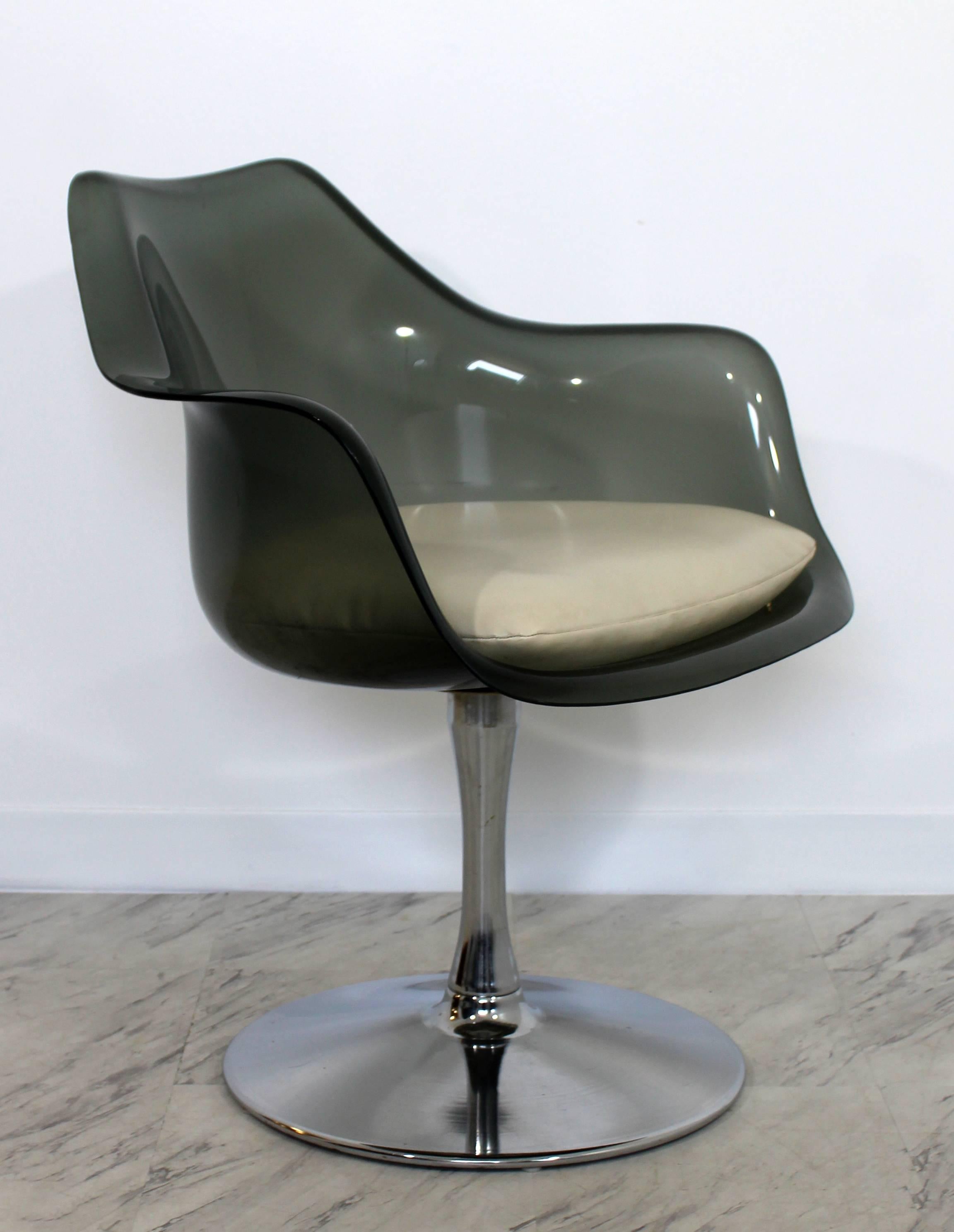 Ensemble de salle à manger Chromcraft moderne du milieu du siècle Table Quatre Chaises Verre fumé Lucite 4