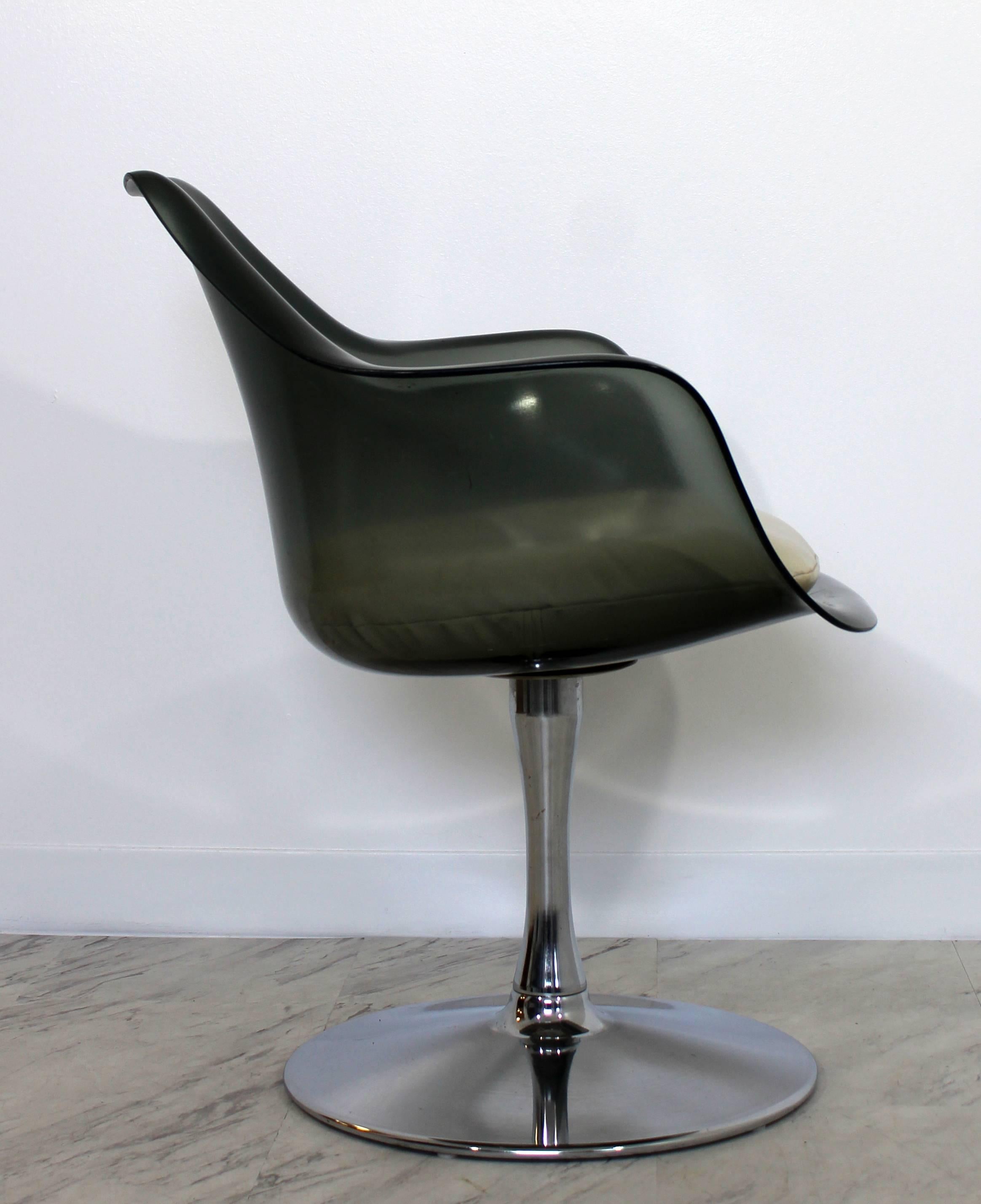 Ensemble de salle à manger Chromcraft moderne du milieu du siècle Table Quatre Chaises Verre fumé Lucite 5