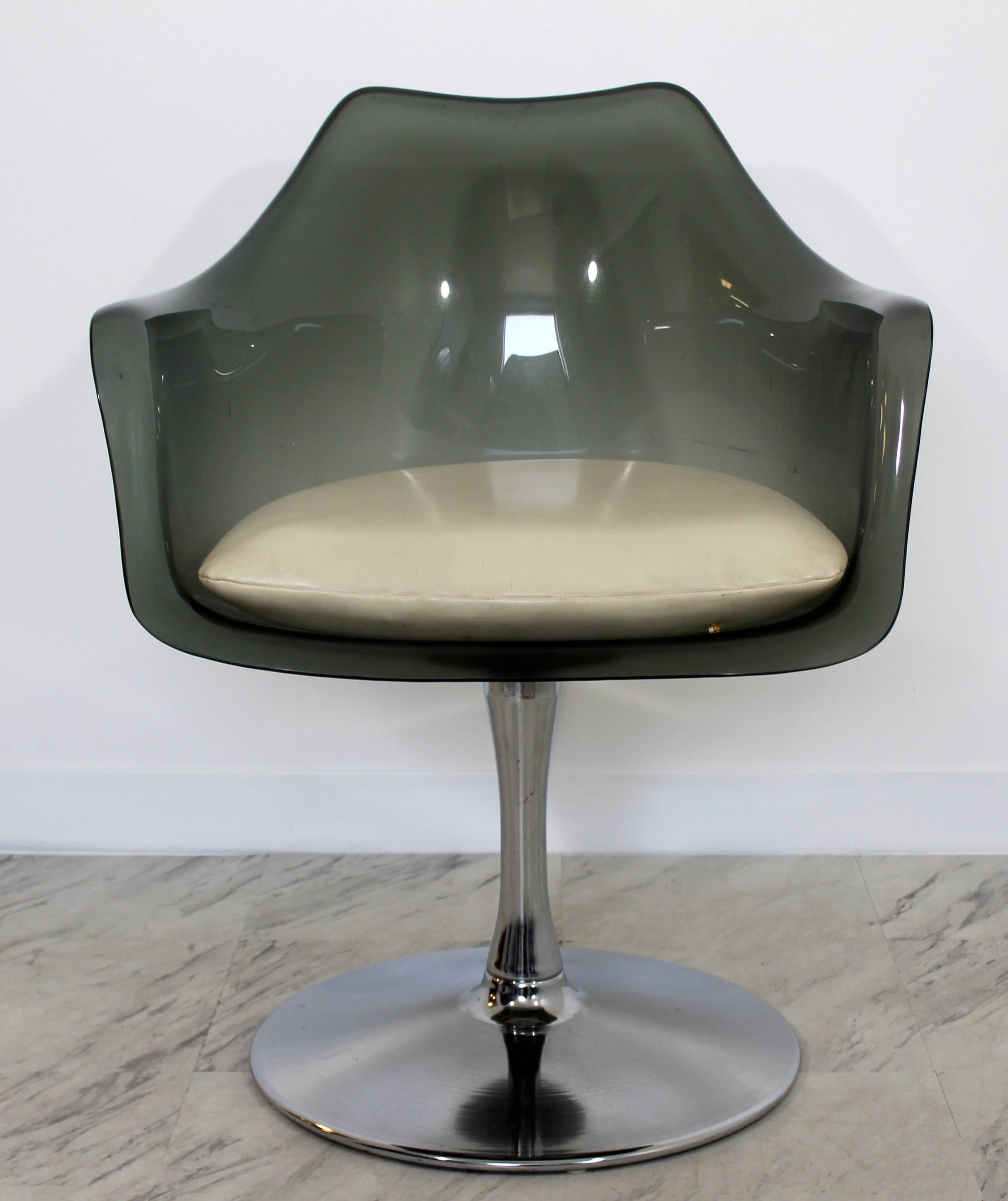 Ensemble de salle à manger Chromcraft moderne du milieu du siècle Table Quatre Chaises Verre fumé Lucite 2
