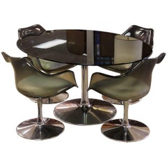 Mid-Century Modern Chromcraft Dining Set Tisch Vier Stühle Rauchglas Lucite