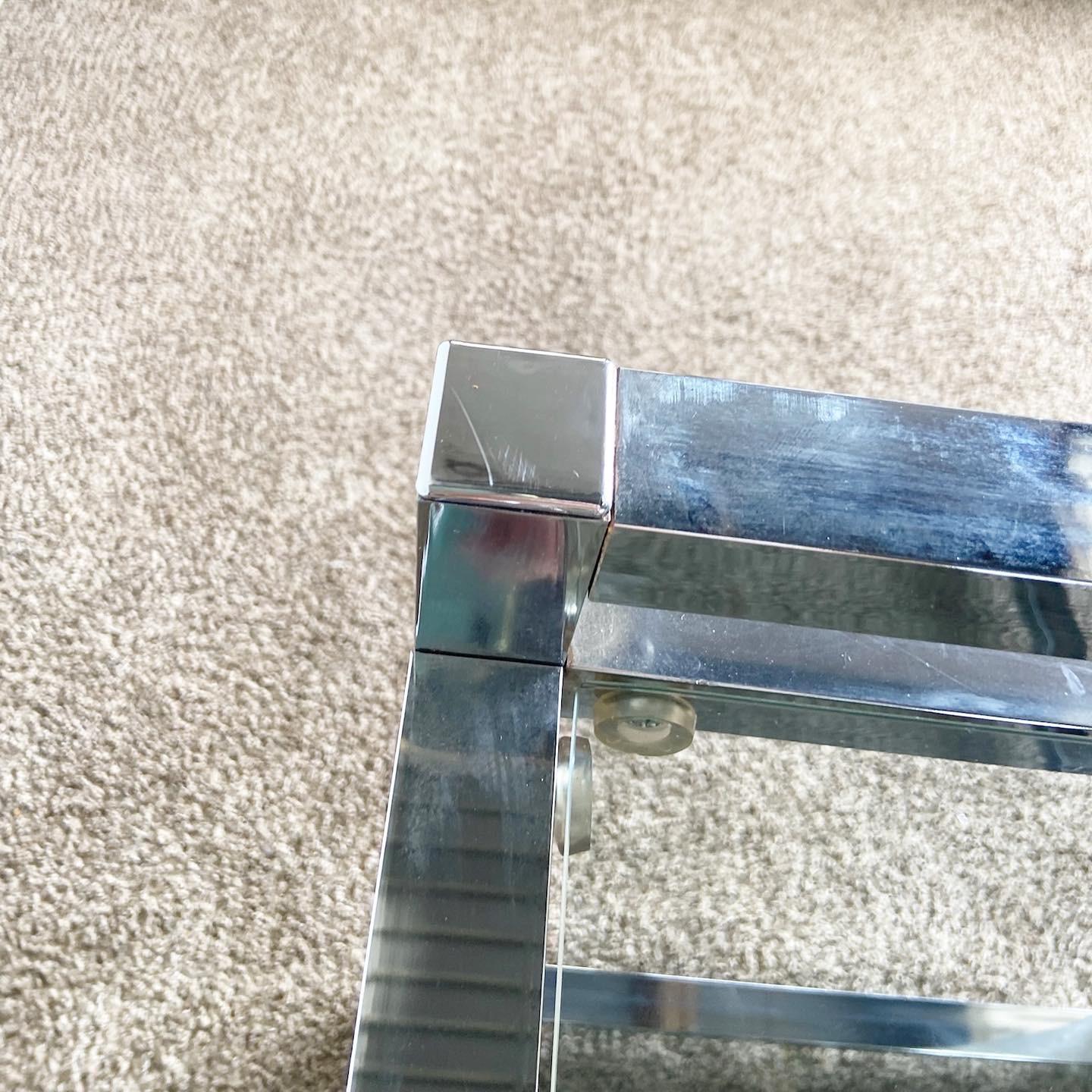 Mid Century Modern Chrome 2 Tier Side Table For Sale 3