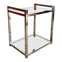 Vintage Mid Century Modern Chrome 2 Tier Side Table