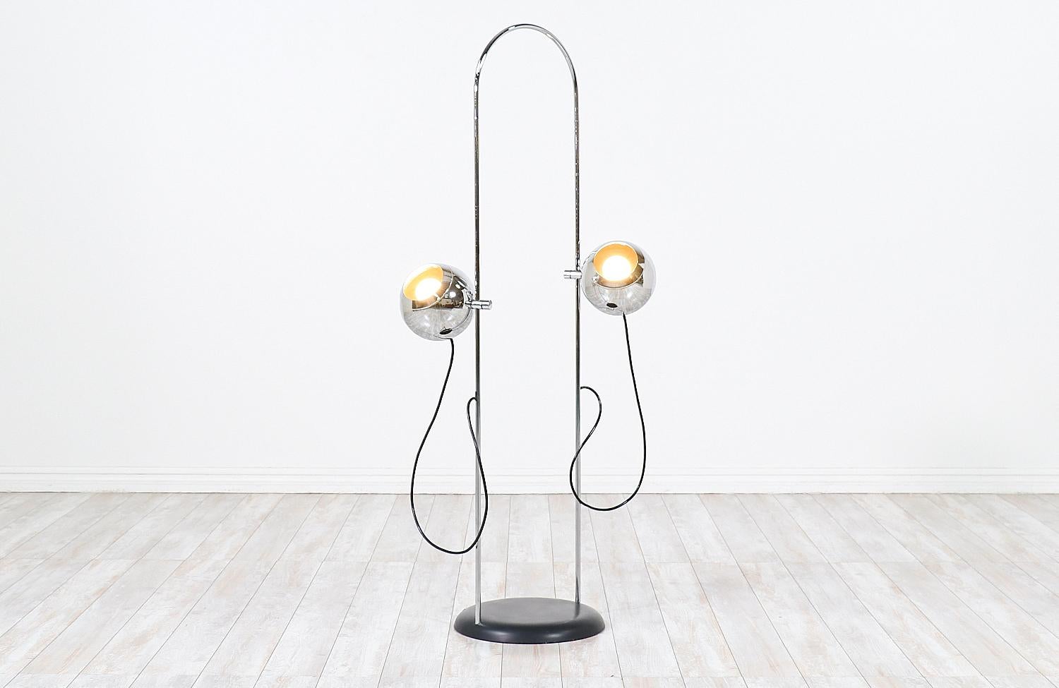 American Mid-Century Modern Chrome Adjustable Floor Lamp by Koch & Lowy