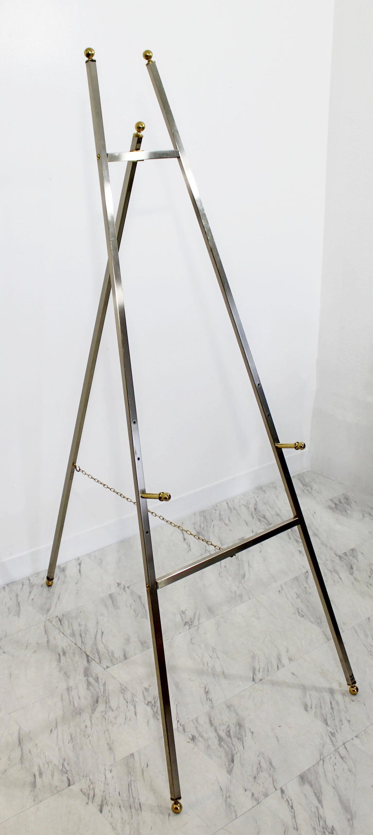 MidCentury Modern Chrome and Brass Art Display Easel Made in Italy