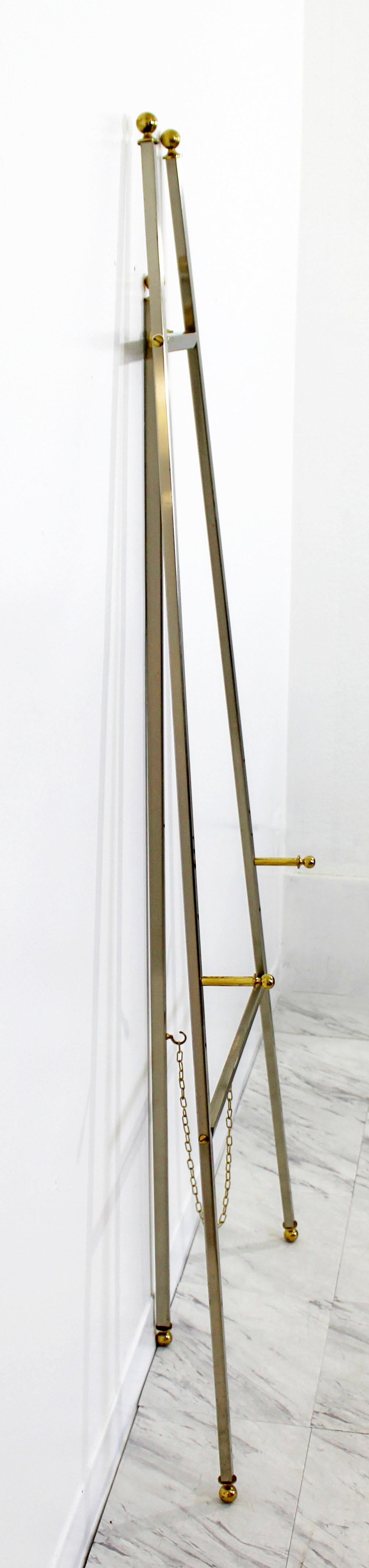 Late 20th Century Mid-Century Modern Chrome and Brass Art Display Easel Made in Italy, 1970s