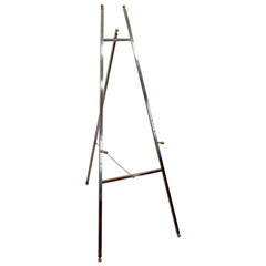 Mid-Century Modern Chrome and Brass Art Display Easel Made in Italy, 1970s