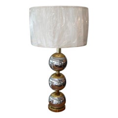 Lampe de table à boules en chrome et laiton de style Paul Evans, mi-siècle moderne