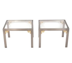 Mid Century Modern Chrome and Brass End Tables