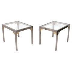 Mid Century Modern Chrome and Brass End Tables