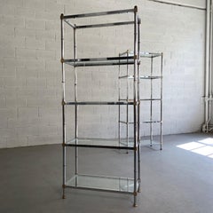 Mid-Century Modern Chrome and Brass Étagères