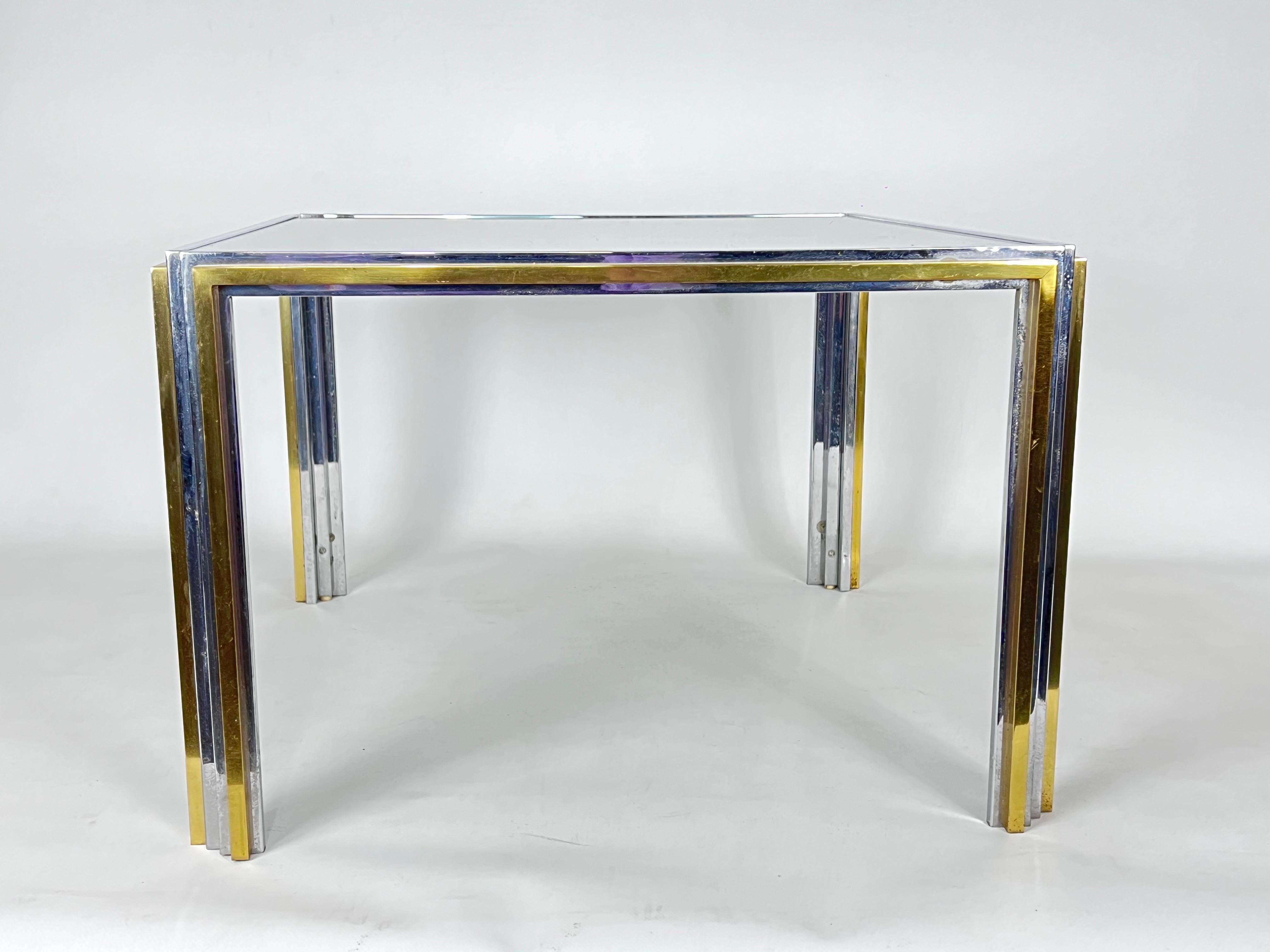 Mid-Century Modern Chrome and Brass Side Table, Romeo Rega Style, 70s For Sale 3