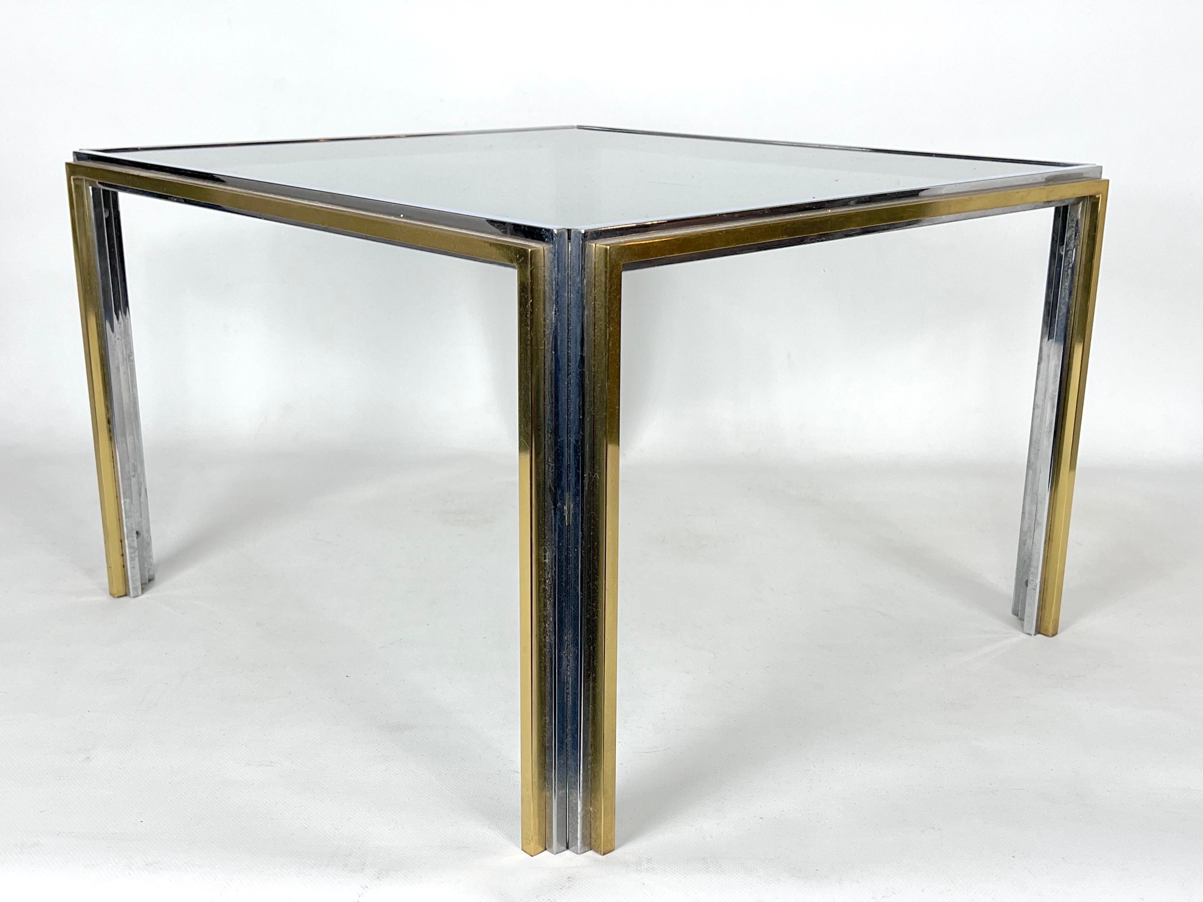 Mid-Century Modern Chrome and Brass Side Table, Romeo Rega Style, 70s For Sale 4