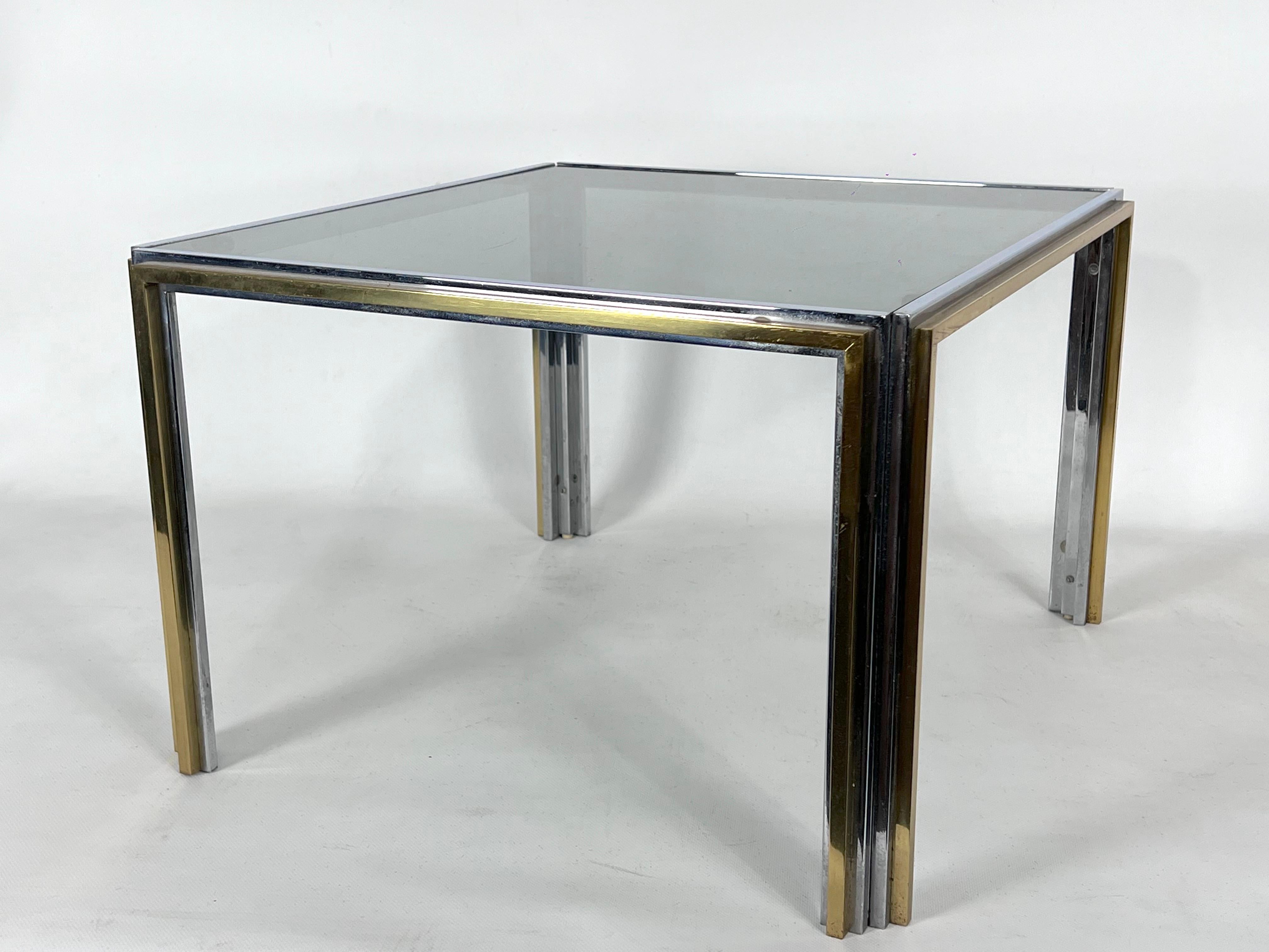 Mid-Century Modern Chrome and Brass Side Table, Romeo Rega Style, 70s In Good Condition For Sale In Catania, CT