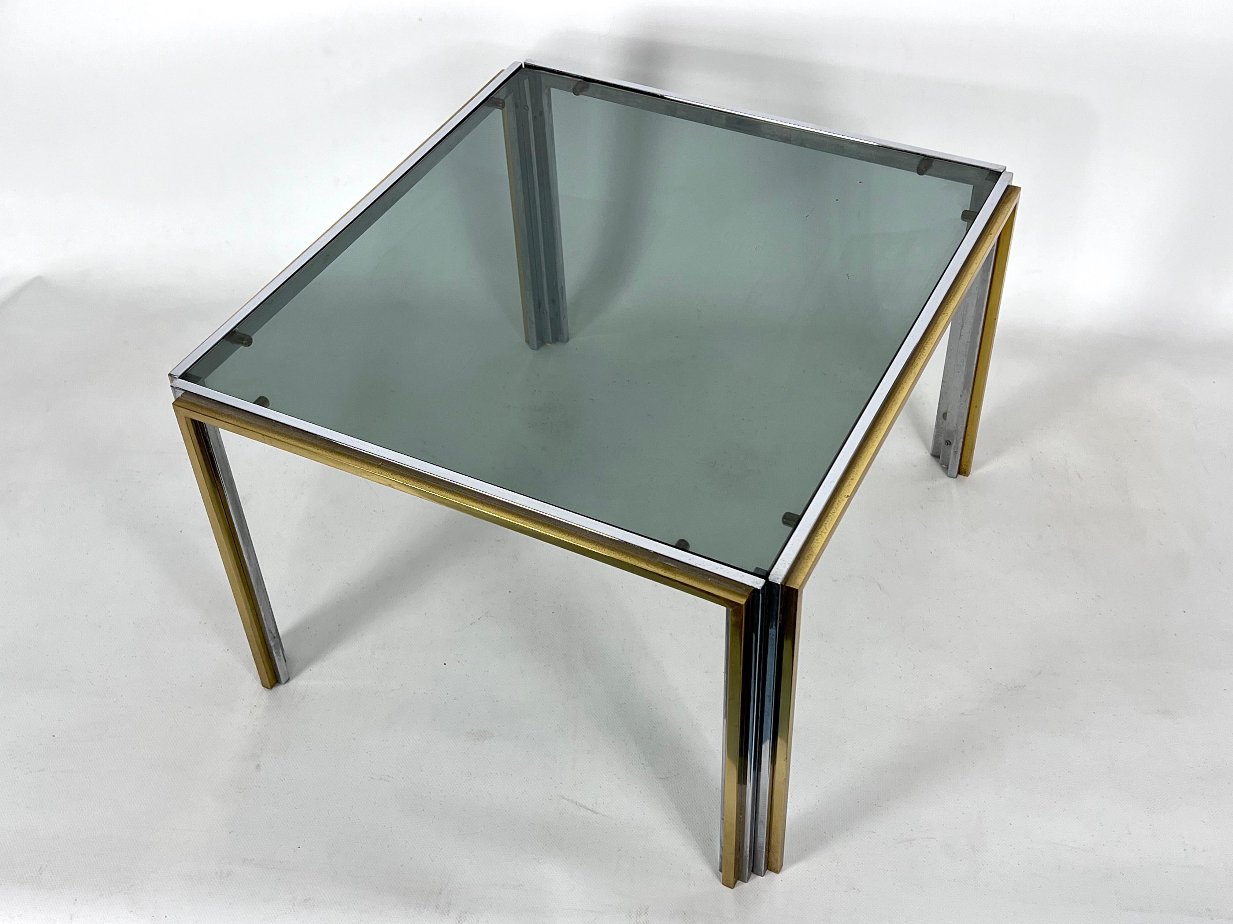 Mid-Century Modern Chrome and Brass Side Table, Romeo Rega Style, 70s For Sale 1