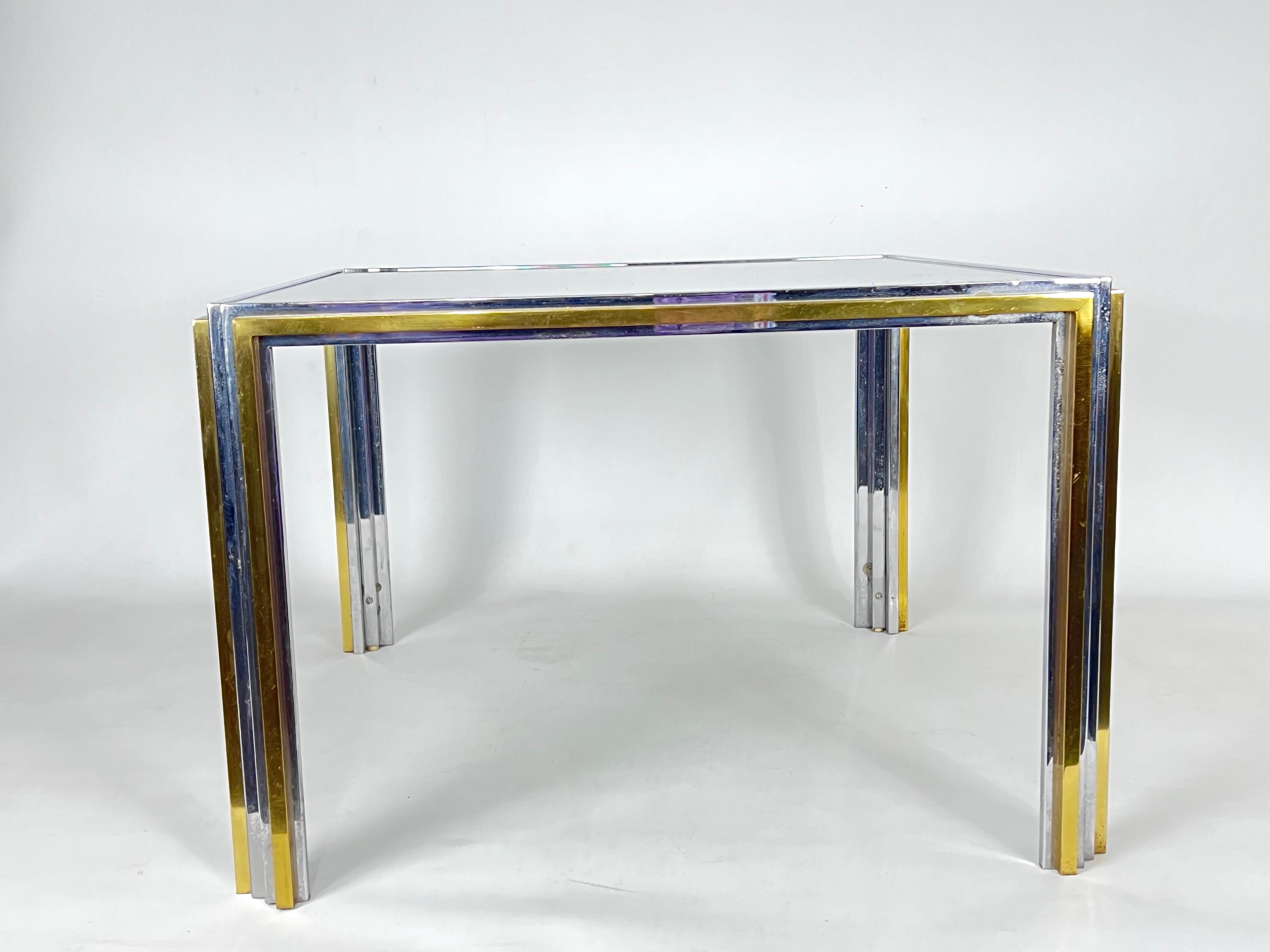 Mid-Century Modern Chrome and Brass Side Table, Romeo Rega Style, 70s For Sale 2