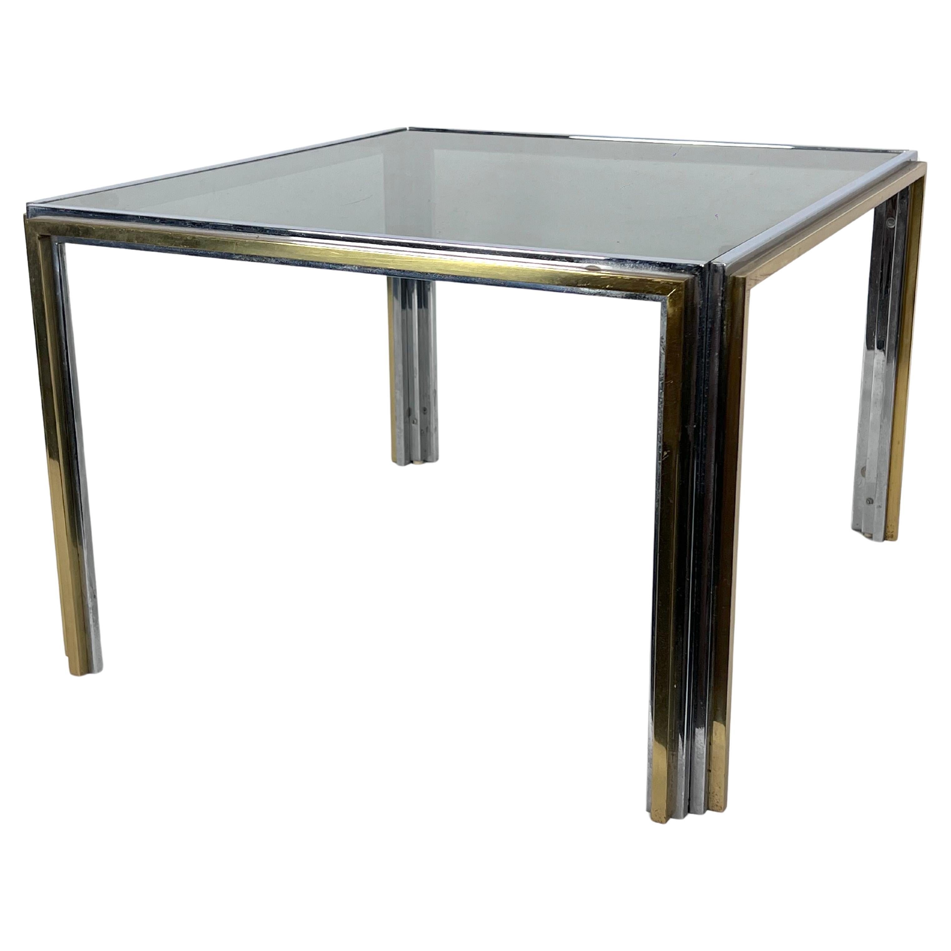 Mid-Century Modern Chrome and Brass Side Table, Romeo Rega Style, 70s For Sale