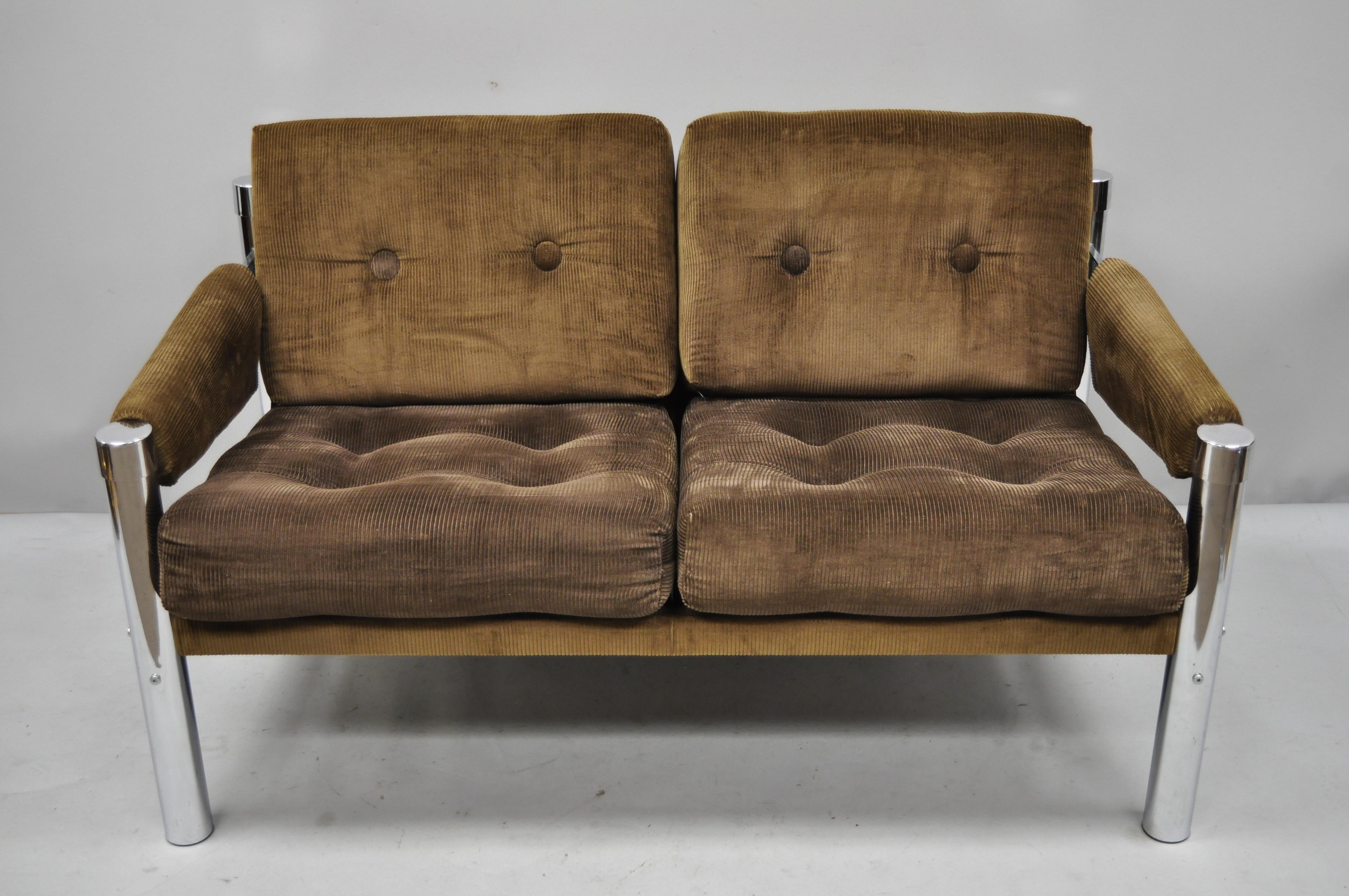 brown corduroy couch and loveseat