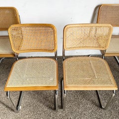 Mid Century Modern Chrome and Cane Cantilever Dining Chairs - Set of 4