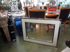 Mid-Century Modern Milo Baughman Style Chrome and Faux Alligator Mirror
