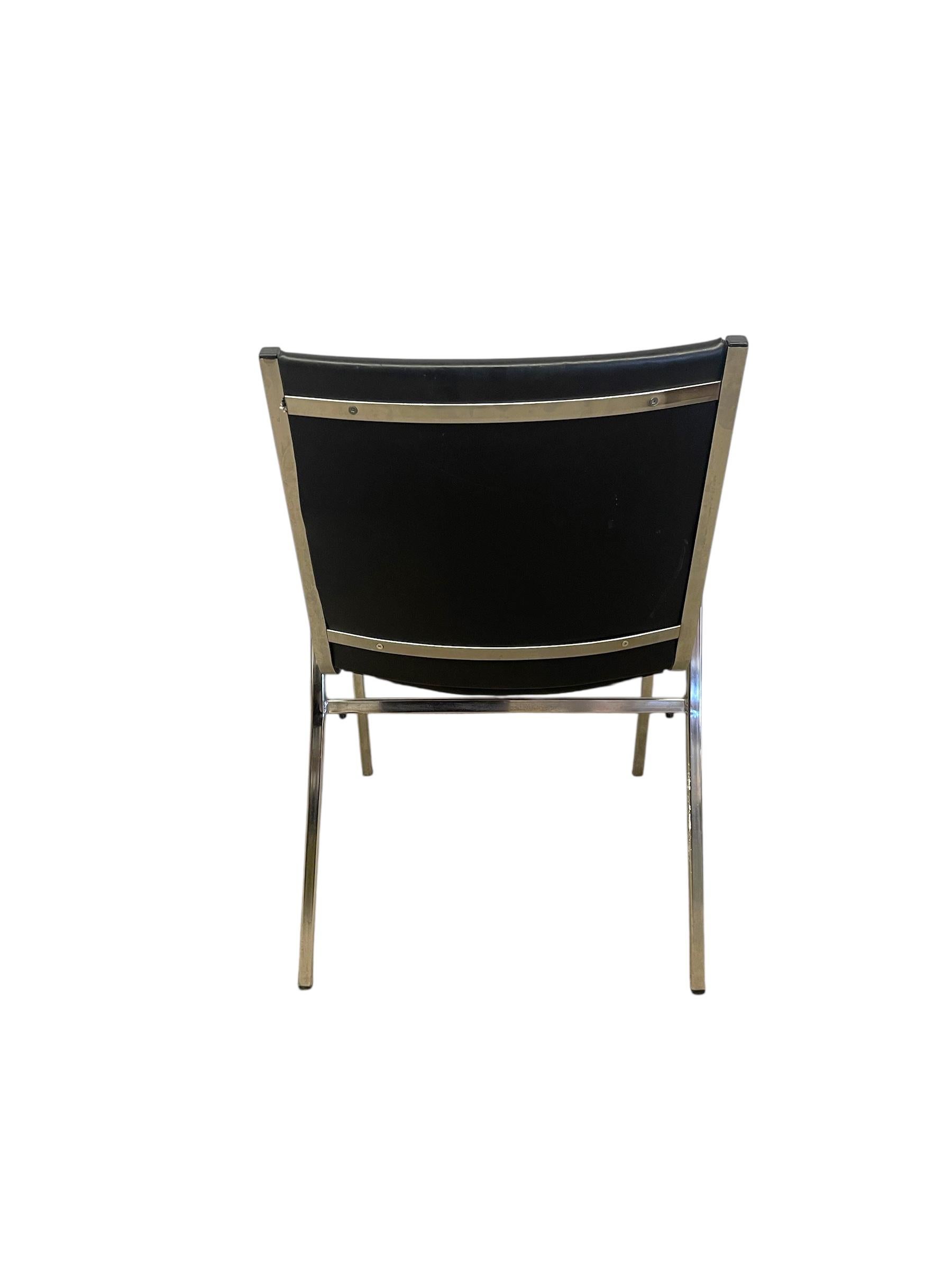 Mid-Century Modern Chrome and Faux Leather Armchair with Wood Armrests, 1970s For Sale 5